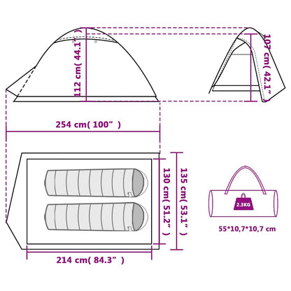 vidaXL Camping Tent Dome 2-Person Blue Waterproof - 42379