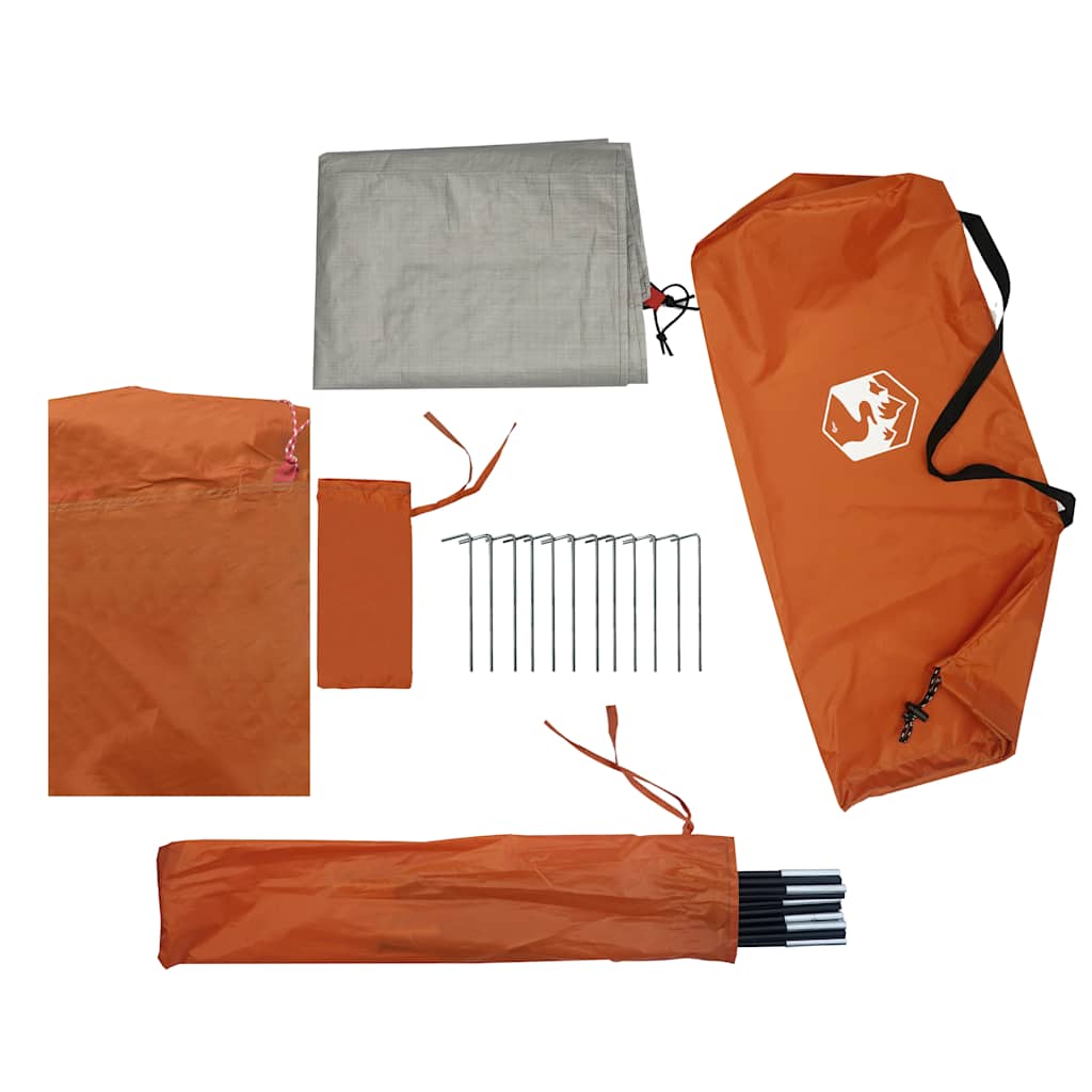 vidaXL Camping Tent Dome 4-Person Grey and Orange Waterproof