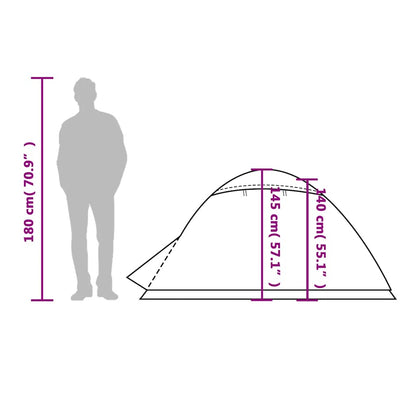 vidaXL Camping Tent Dome 4-Person Grey and Orange Waterproof