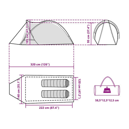 vidaXL Camping Tent Dome 2-Person Blue Waterproof - 42426