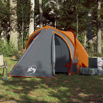 vidaXL Camping Tent Dome 2-Person Grey and Orange Waterproof - 42430