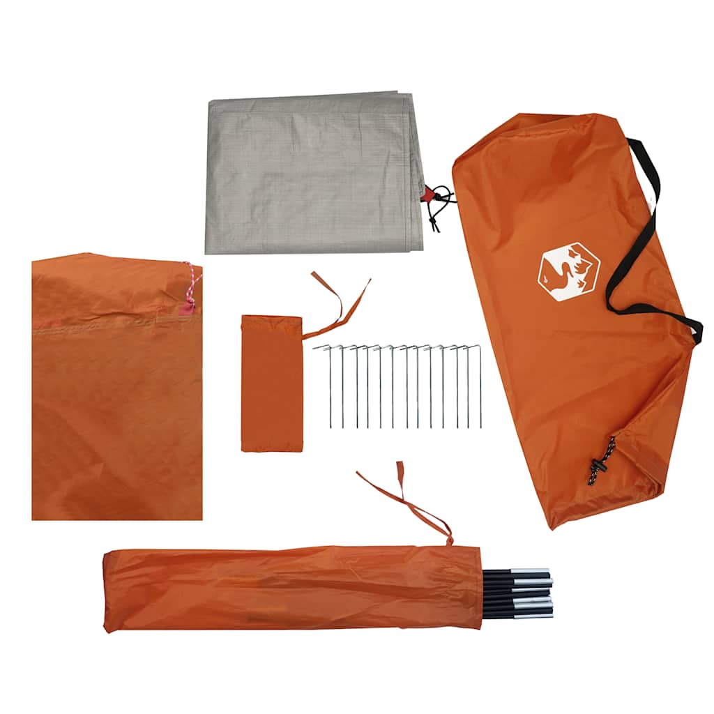 vidaXL Camping Tent Dome 2-Person Grey and Orange Waterproof - 42430