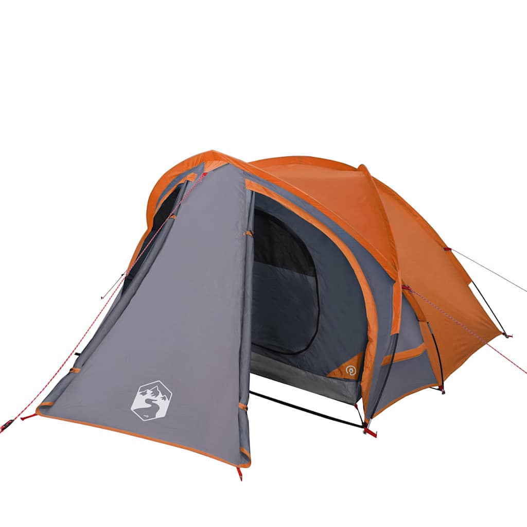 vidaXL Camping Tent Dome 2-Person Grey and Orange Waterproof - 42430