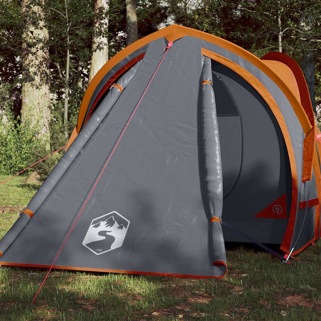 vidaXL Camping Tent Dome 2-Person Grey and Orange Waterproof - 42430