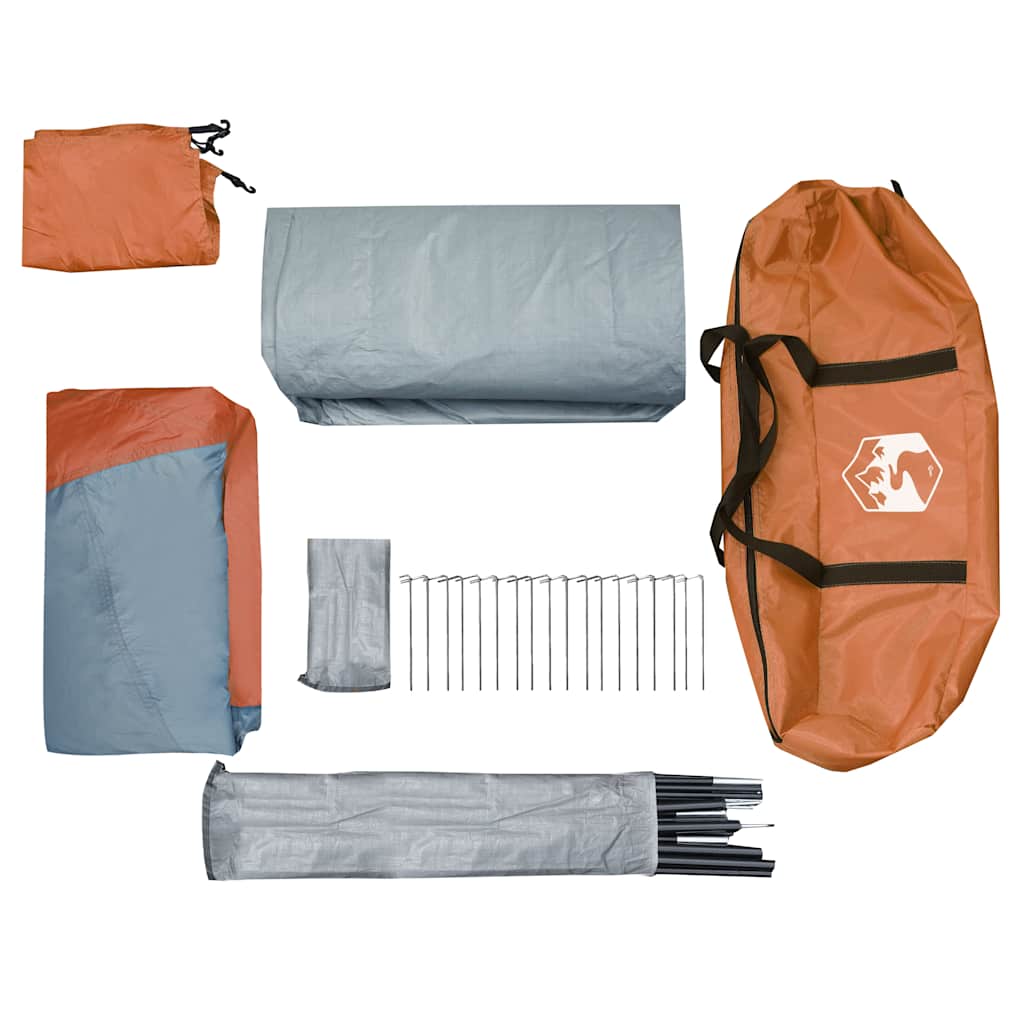 vidaXL Family Tent Dome 6-Person Grey and Orange Waterproof - 42454