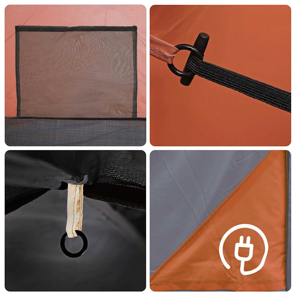 vidaXL Family Tent Dome 6-Person Grey and Orange Waterproof - 42454