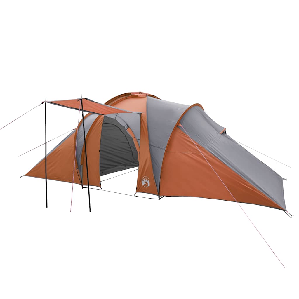 vidaXL Family Tent Dome 6-Person Grey and Orange Waterproof - 42454