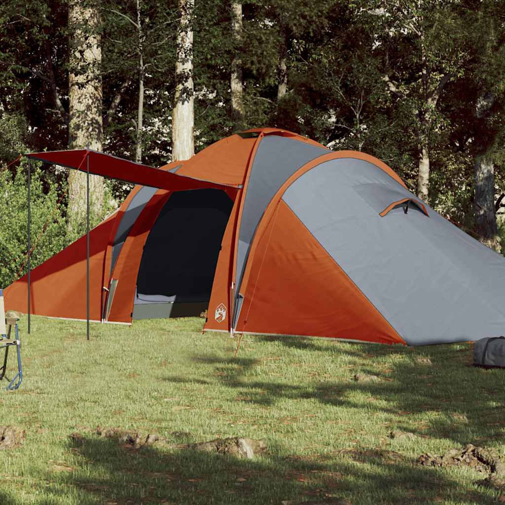 vidaXL Family Tent Dome 6-Person Grey and Orange Waterproof - 42454