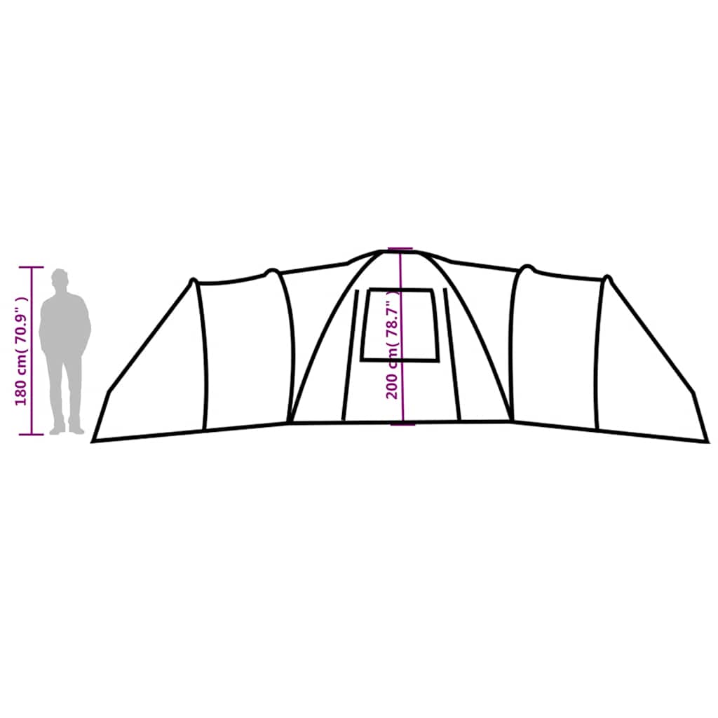 vidaXL Family Tent Dome 12-Person Green Waterproof