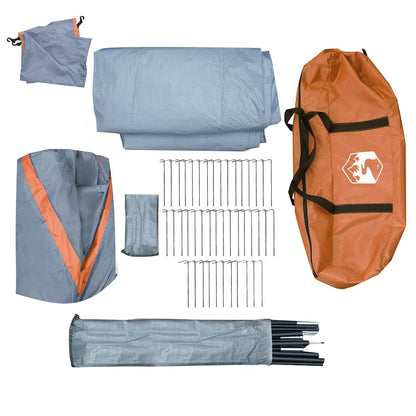 vidaXL Family Tent Dome 12-Person Grey and Orange Waterproof
