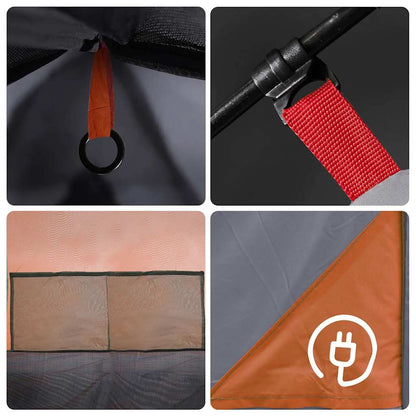 vidaXL Family Tent Dome 12-Person Grey and Orange Waterproof