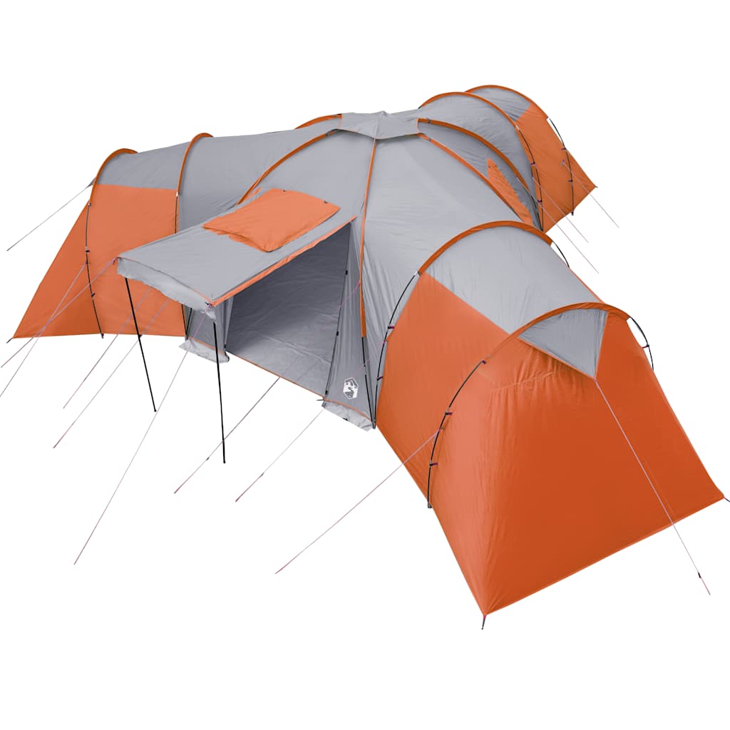 vidaXL Family Tent Dome 12-Person Grey and Orange Waterproof