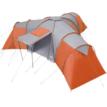 vidaXL Family Tent Dome 12-Person Grey and Orange Waterproof