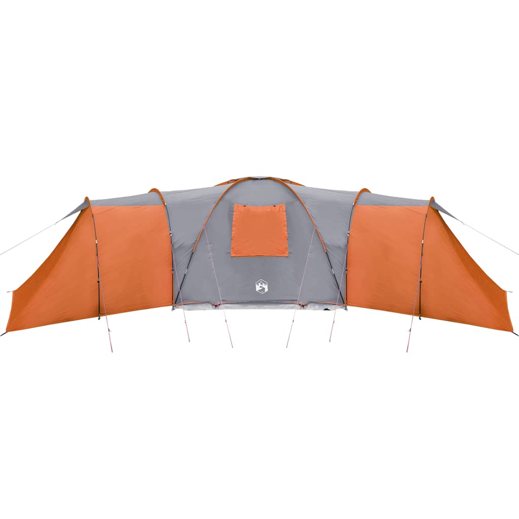 vidaXL Family Tent Dome 12-Person Grey and Orange Waterproof