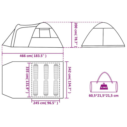 vidaXL Family Tent Dome 6-Person Orange Waterproof