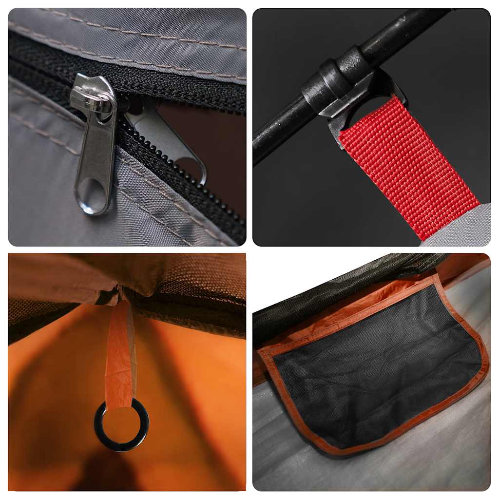 vidaXL Camping Tent 4-Person Grey and Orange Quick Release Waterproof