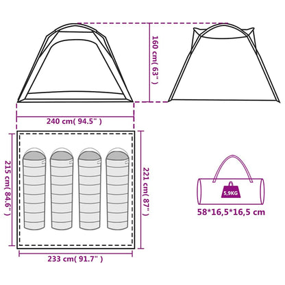 vidaXL Camping Tent 4-Person Grey and Orange Quick Release Waterproof
