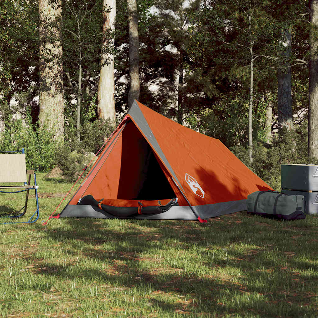 vidaXL Camping Tent 2-Person Grey and Orange Waterproof - 42563