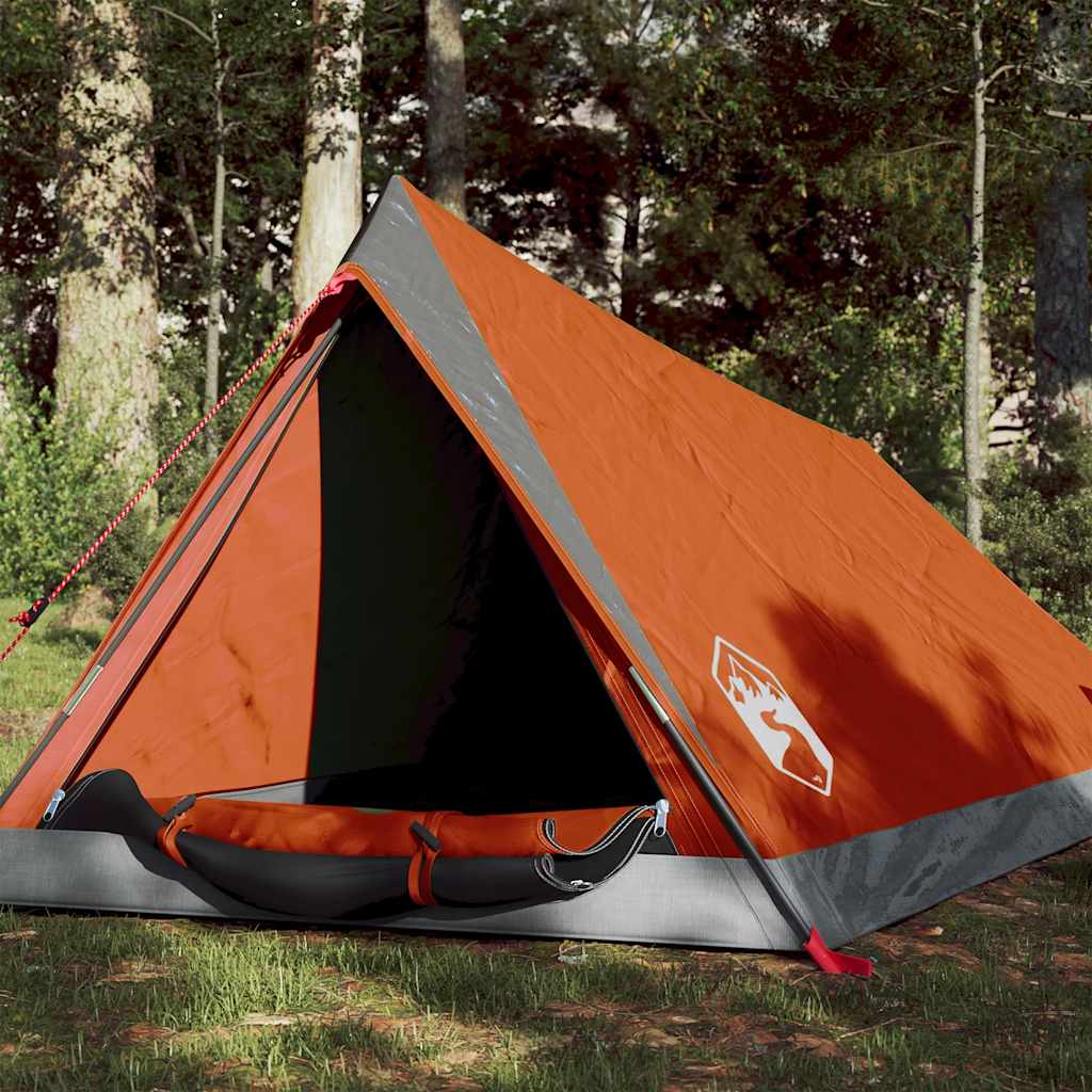 vidaXL Camping Tent 2-Person Grey and Orange Waterproof - 42563