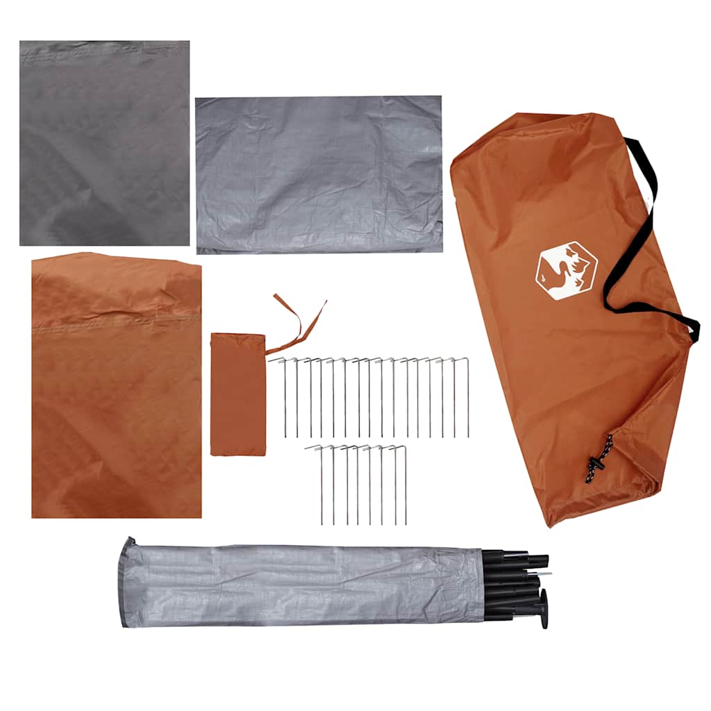 vidaXL Camping Tent 3-Person Grey and Orange Waterproof