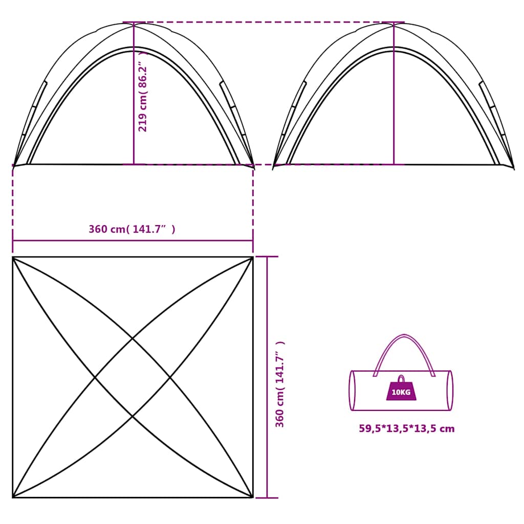vidaXL Party Tent Green Waterproof - 42609
