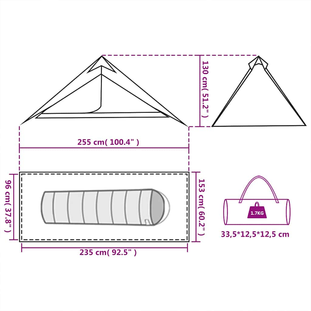 vidaXL Hanging Tent Tipi 1-Person Green Waterproof