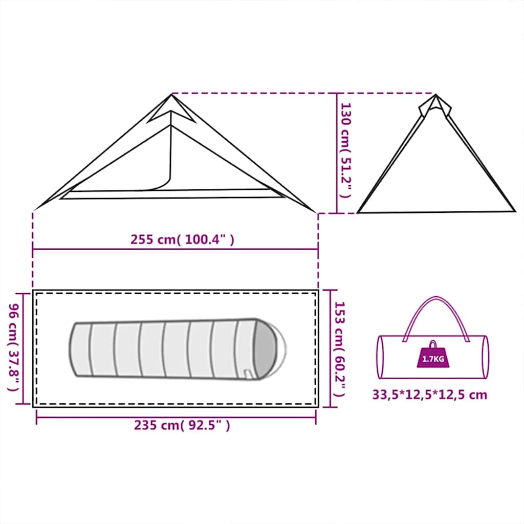 vidaXL Hanging Tent Tipi 1-Person Orange Waterproof