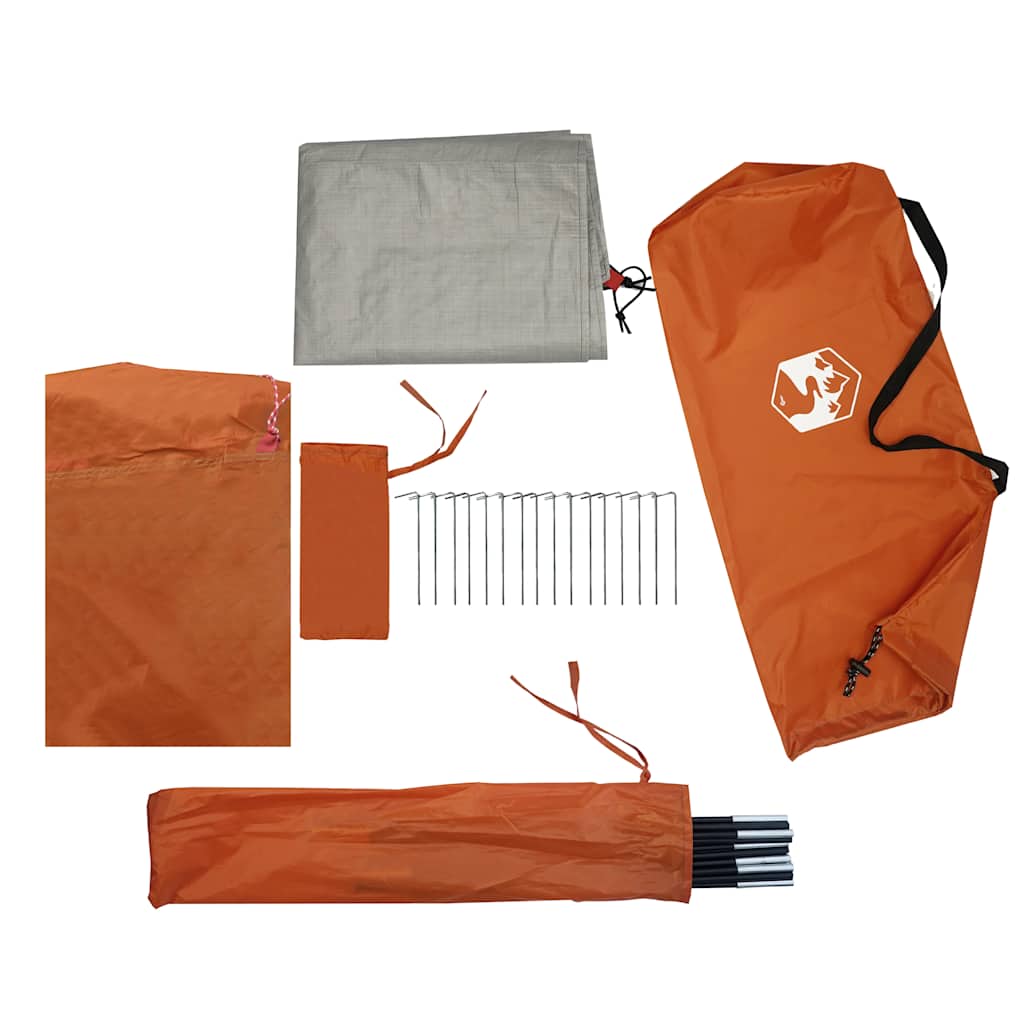 vidaXL Camping Tent Tunnel 2-Person Orange Waterproof