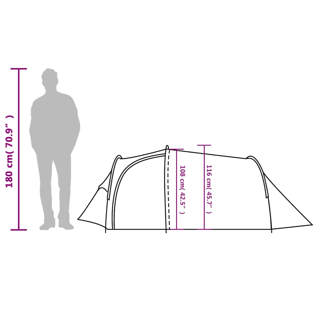 vidaXL Camping Tent Tunnel 3-Person Green Waterproof