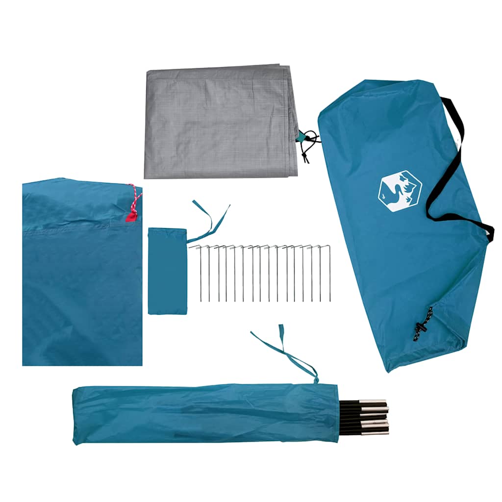 vidaXL Camping Tent Tunnel 3-Person Blue Waterproof