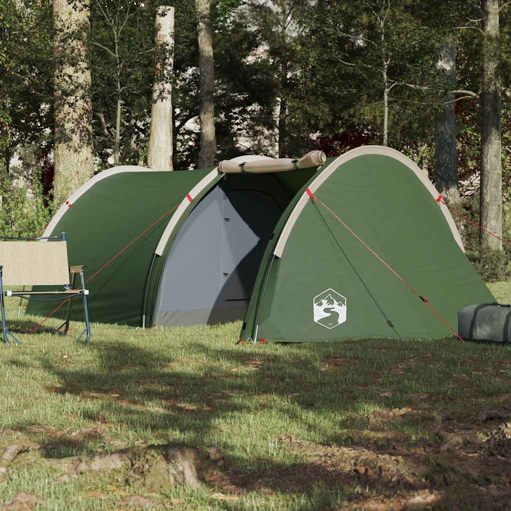 vidaXL Camping Tent Tunnel 4-Person Green Waterproof - 42711