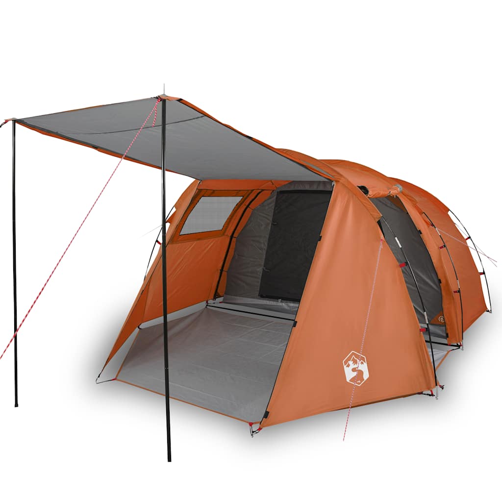 vidaXL Camping Tent Tunnel 4-Person Grey and Orange Waterproof - 42719