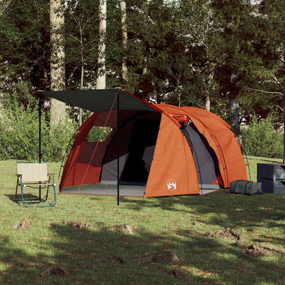 vidaXL Camping Tent Tunnel 4-Person Grey and Orange Waterproof - 42719