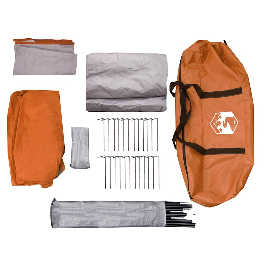 vidaXL Camping Tent Tunnel 4-Person Grey and Orange Waterproof - 42719