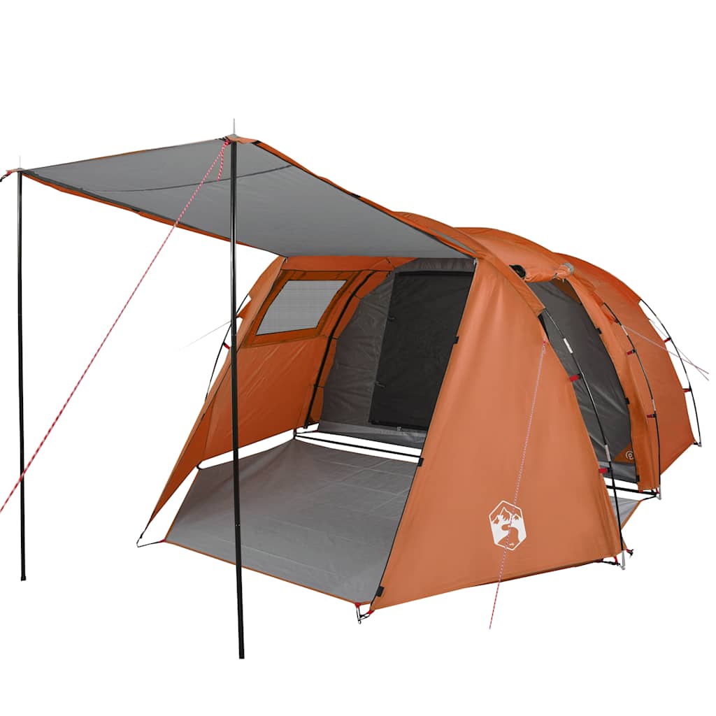 vidaXL Camping Tent Tunnel 4-Person Grey and Orange Waterproof - 42719