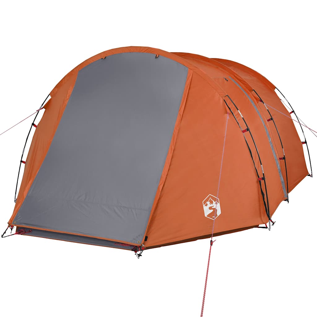 vidaXL Camping Tent Tunnel 4-Person Grey and Orange Waterproof - 42719