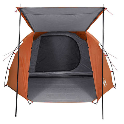 vidaXL Camping Tent Tunnel 4-Person Grey and Orange Waterproof - 42719