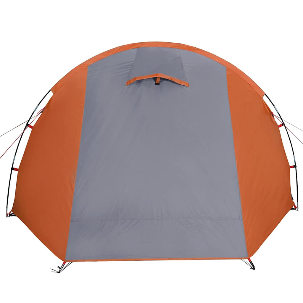 vidaXL Camping Tent Tunnel 4-Person Grey and Orange Waterproof - 42719