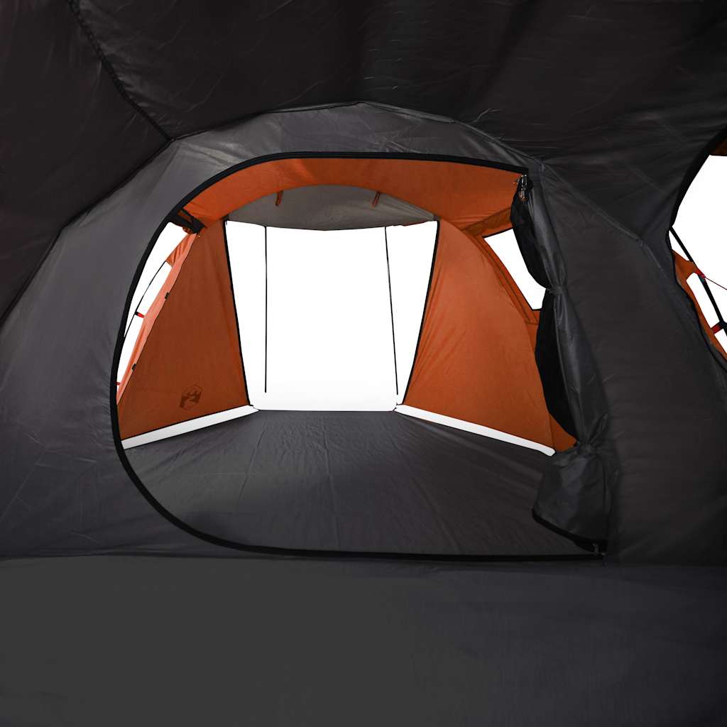 vidaXL Camping Tent Tunnel 4-Person Grey and Orange Waterproof - 42719