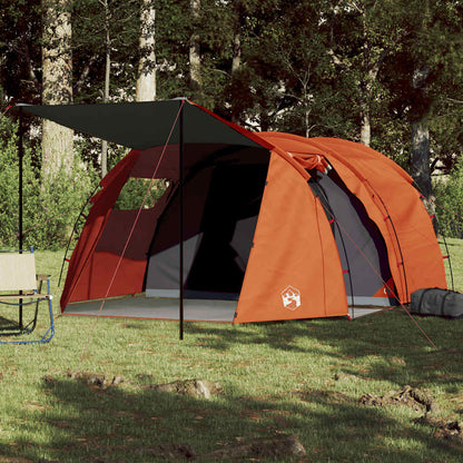 vidaXL Camping Tent Tunnel 4-Person Grey and Orange Waterproof - 42719