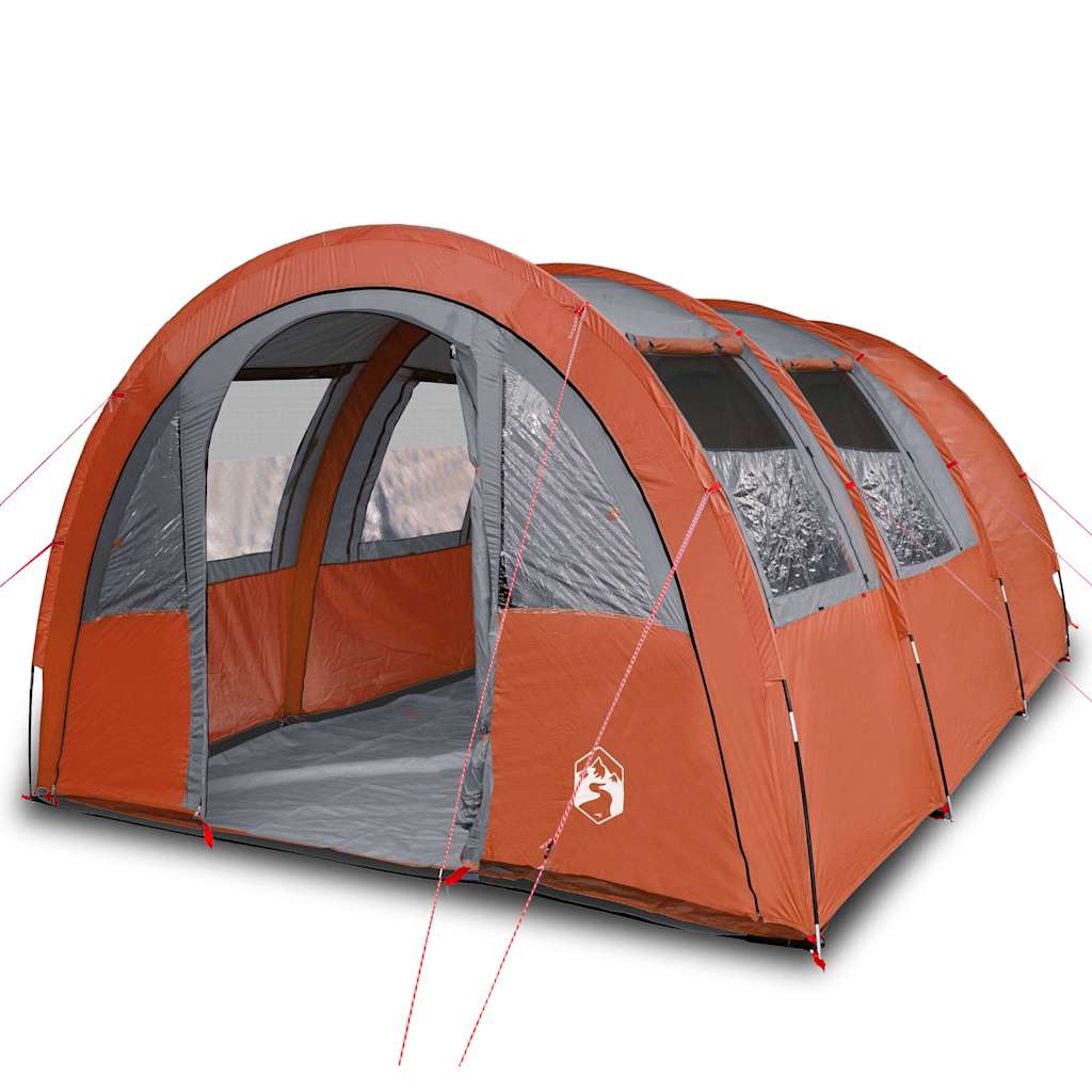 vidaXL Camping Tent Tunnel 4-Person Grey and Orange Waterproof - 42734