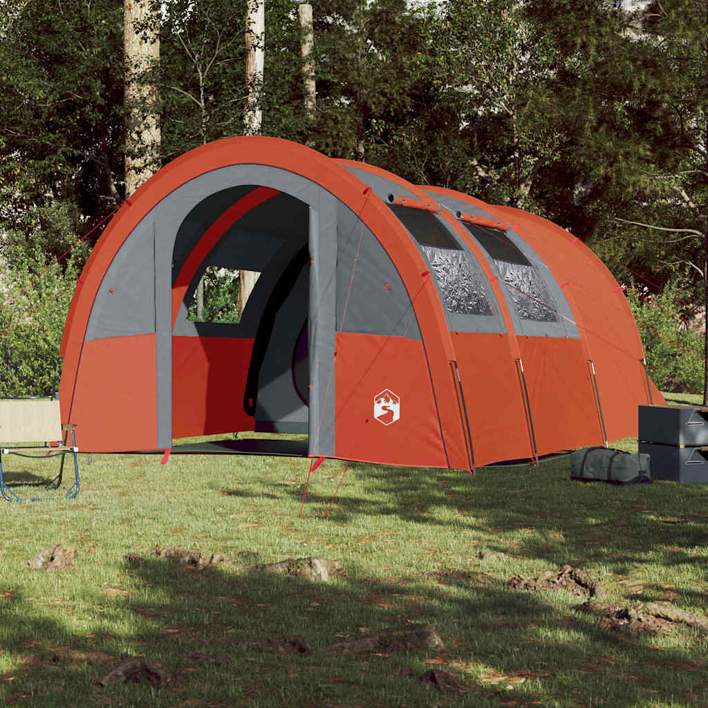 vidaXL Camping Tent Tunnel 4-Person Grey and Orange Waterproof - 42734