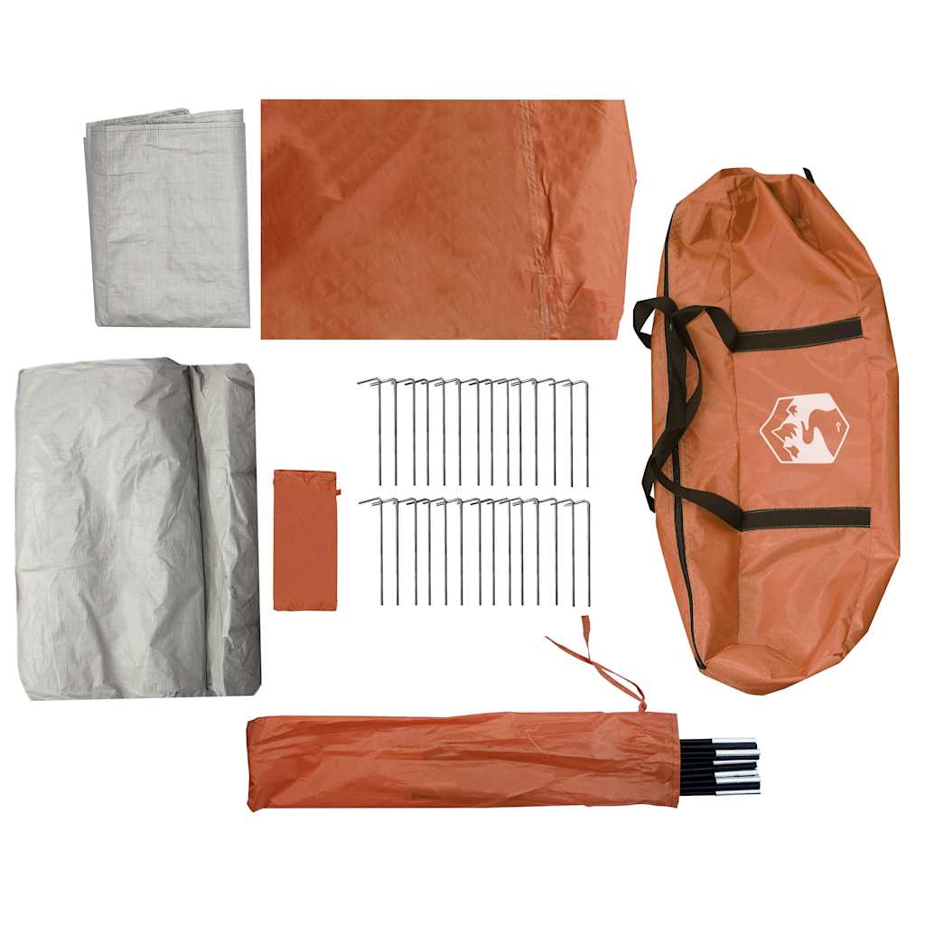 vidaXL Camping Tent Tunnel 4-Person Grey and Orange Waterproof - 42734