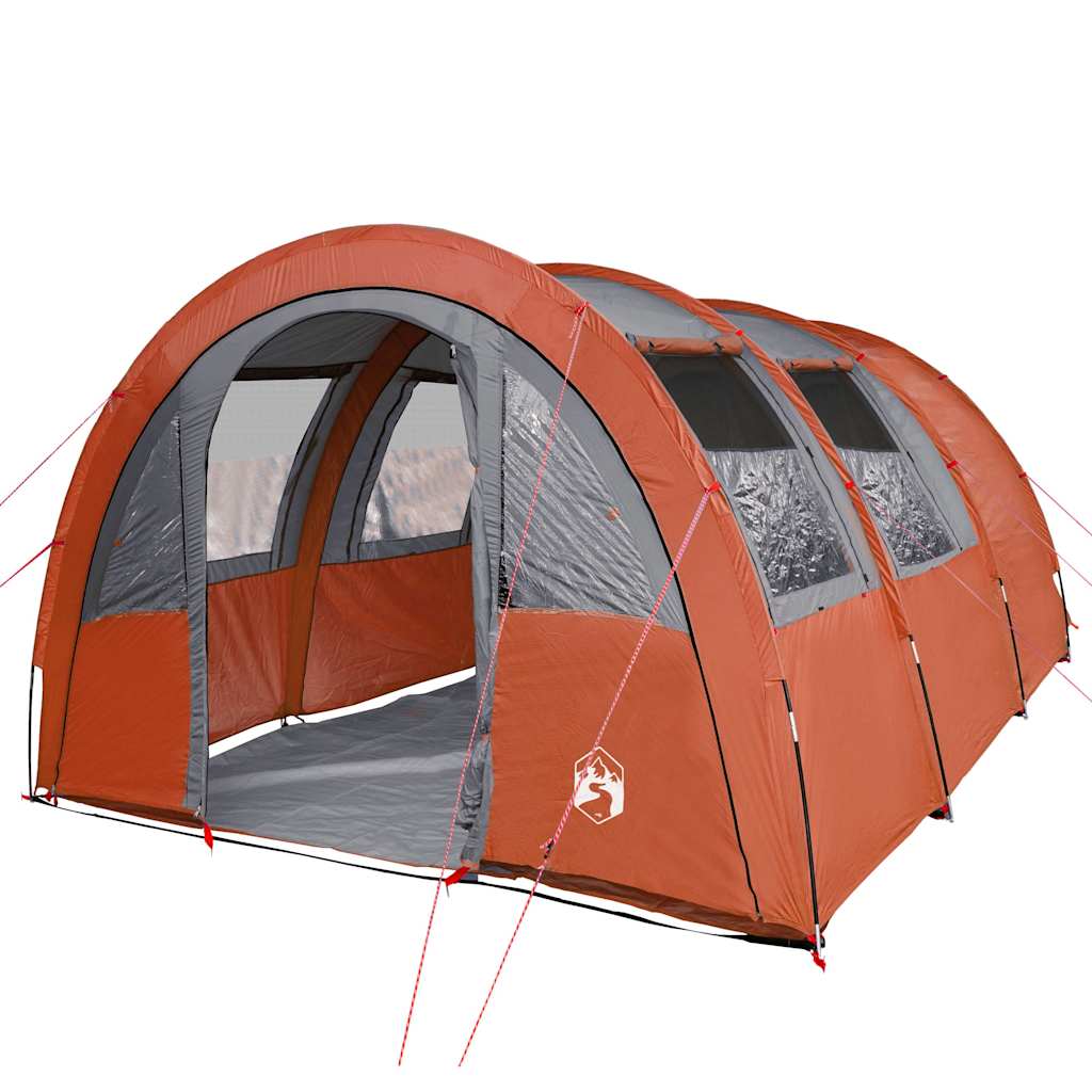 vidaXL Camping Tent Tunnel 4-Person Grey and Orange Waterproof - 42734