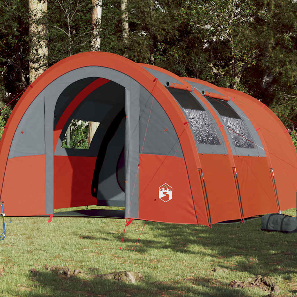 vidaXL Camping Tent Tunnel 4-Person Grey and Orange Waterproof - 42734