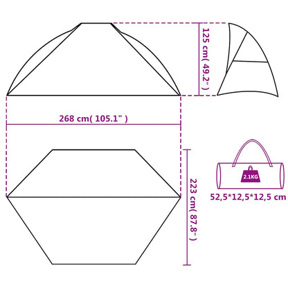 vidaXL Beach Tent Azure Blue 268x223x125 cm 185T Polyester