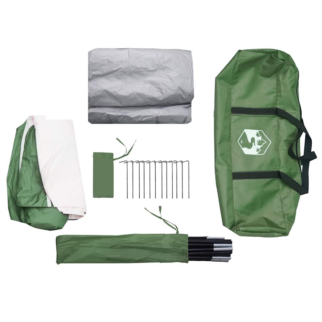 vidaXL Camping Tent with Porch 4-Person Green Waterproof