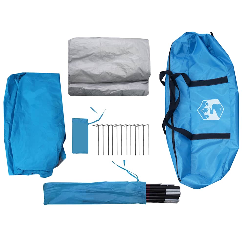 vidaXL Camping Tent with Porch 4-Person Blue Waterproof