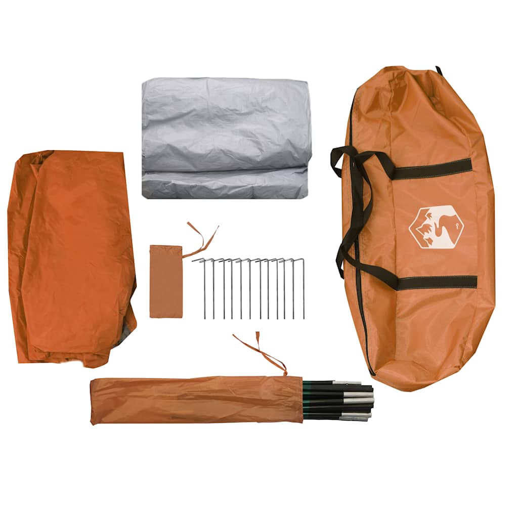 vidaXL Camping Tent with Porch 4-Person Orange Waterproof