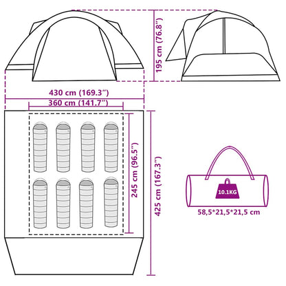 vidaXL Family Tent Crossvent 8-Person Blue Waterproof